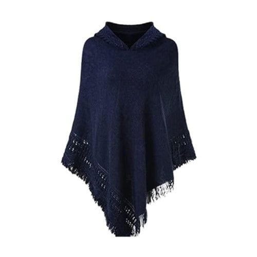 Winter-Damenponcho mit Kapuze