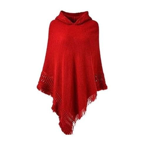 Winter-Damenponcho mit Kapuze