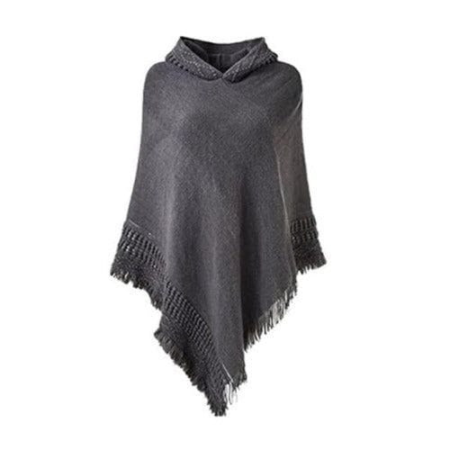 Winter-Damenponcho mit Kapuze