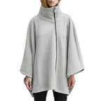Winter-Fleece-Poncho mit Stehkragen, großzügiger Schnitt