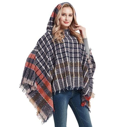 Sommerlicher Damenponcho mit Kapuze