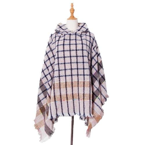 Sommerlicher Damenponcho mit Kapuze
